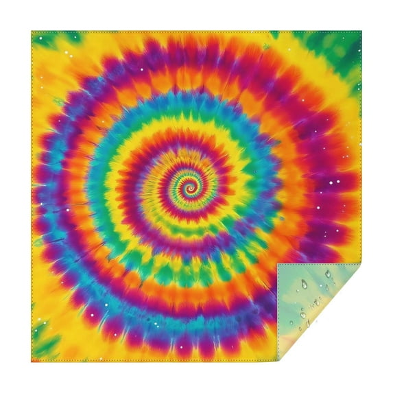 Rainbow Tie Dye Spiral Dot Pattern Square Tablecloth,Waterproof Square Table Cover,Wipeable Spillproof Washable Table Cover for Home Kitchen Party Decor 60"x60"(152x152cm)