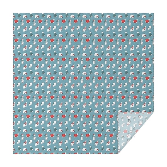 Light Blue Christmas Snowman Pattern Square Tablecloth,Waterproof Square Table Cover,Wipeable Spillproof Washable Table Cover for Home Kitchen Party Decor 52"x52"(132x132cm)