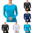 thumbnail image 1 of Thermal Undershirt for Women Long Sleeve Base Layer Tops Solid Color Winter Lined Tight Fit Sports Activewear Stretch Shirts Quick Dry Elastic Warm Innerwear Workouts Thermal Tops for Women, 1 of 6