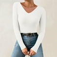 thumbnail image 1 of Thermal Undershirt for Women Long Sleeve Tight Shirt V Neck Undershirts Fitted Tops for Women Womens Fall Fashion Women Clothes, 1 of 3