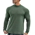 thumbnail image 1 of Thermal Undershirts Mens Long Sleeve Fleece Layering Tops Fall Winter Warm Soft Crew Neck Casual Pullover Shirts Army Green, 2XL, 1 of 5