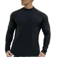 thumbnail image 1 of Thermal Undershirts Mens Long Sleeve Fleece Layering Tops Fall Winter Warm Soft Crew Neck Casual Pullover Shirts Black, 3XL, 1 of 5