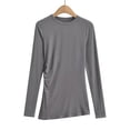 thumbnail image 1 of Thermal Underwear For Women Shirts For Women Ladies' Colored Side Slit Long-sleeved Round-neck Undershirt Top,Dark Gray,M, 1 of 9