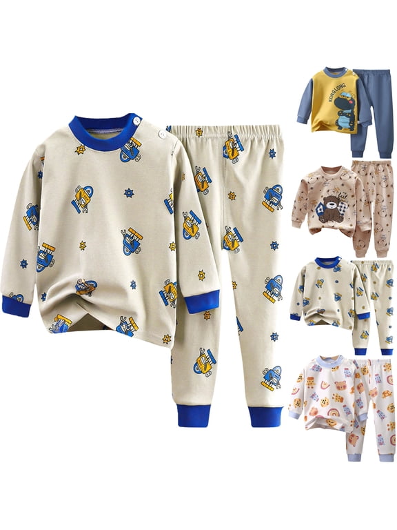 Thermal Underwear for Kids Boy and Girl Print Side Buckle Thermals Long Johns Underwear Base Layer for Cold Weather Skiing Basic Long Sleeve Shirts for Children Toddler Thermal Underwear Set