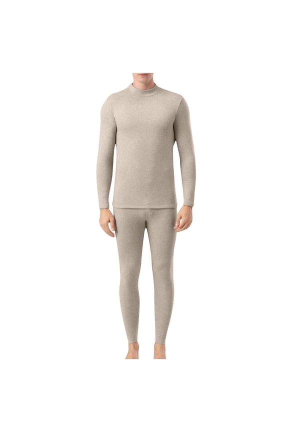 Thermal Underwear Set Men Heavyweight Base Layer Fleece Lined Crew Neck Long Sleeve Winter Shirt Pants Cold Weather
