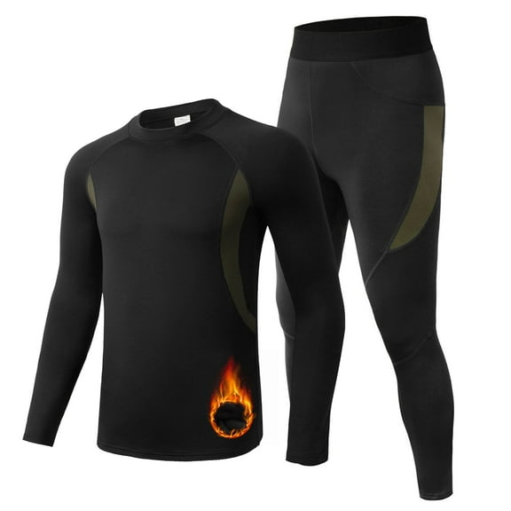 Thermal Underwear Set for Men, Winter Gift Hunting Gear Sport Base Layer Bottom Top, Men Compression Quick Drying Warm Base Layer for Winter Skiing Hunting Black S