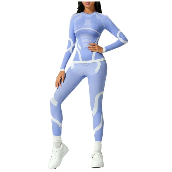 Thermal Underwear Set For Women 2 Pieces Sets Long Johns Thermal Suit Stretchy Ski Base Layer Sets Elastic Waist Leggings Cold Weather Ski Thermal Sets