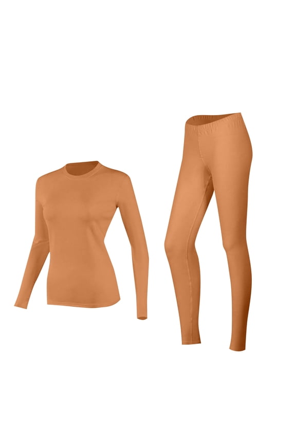 Thermal Underwear Set Womens Ultra Soft Base Layers Warm Ladies Long Sleeve Tops & Long Johns Fleece Lined Leggings For Winter,Ski,Indoor,Outdoor Orange XXL