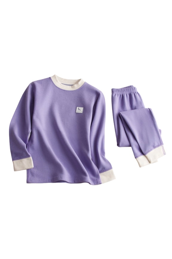 Thermal Underwear Set for Boys Girls Long Johns Fleece Lined Kids Base Layer Thermals Sets Boy Purple 9-10 Years