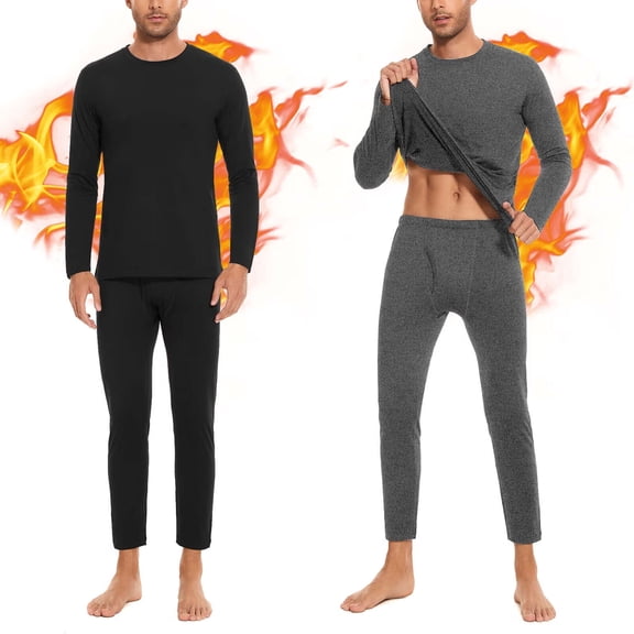Thermal Underwear Set for Men,Long Johns with Fleece Lined,Cold Weather Thermal Top and Bottom Set