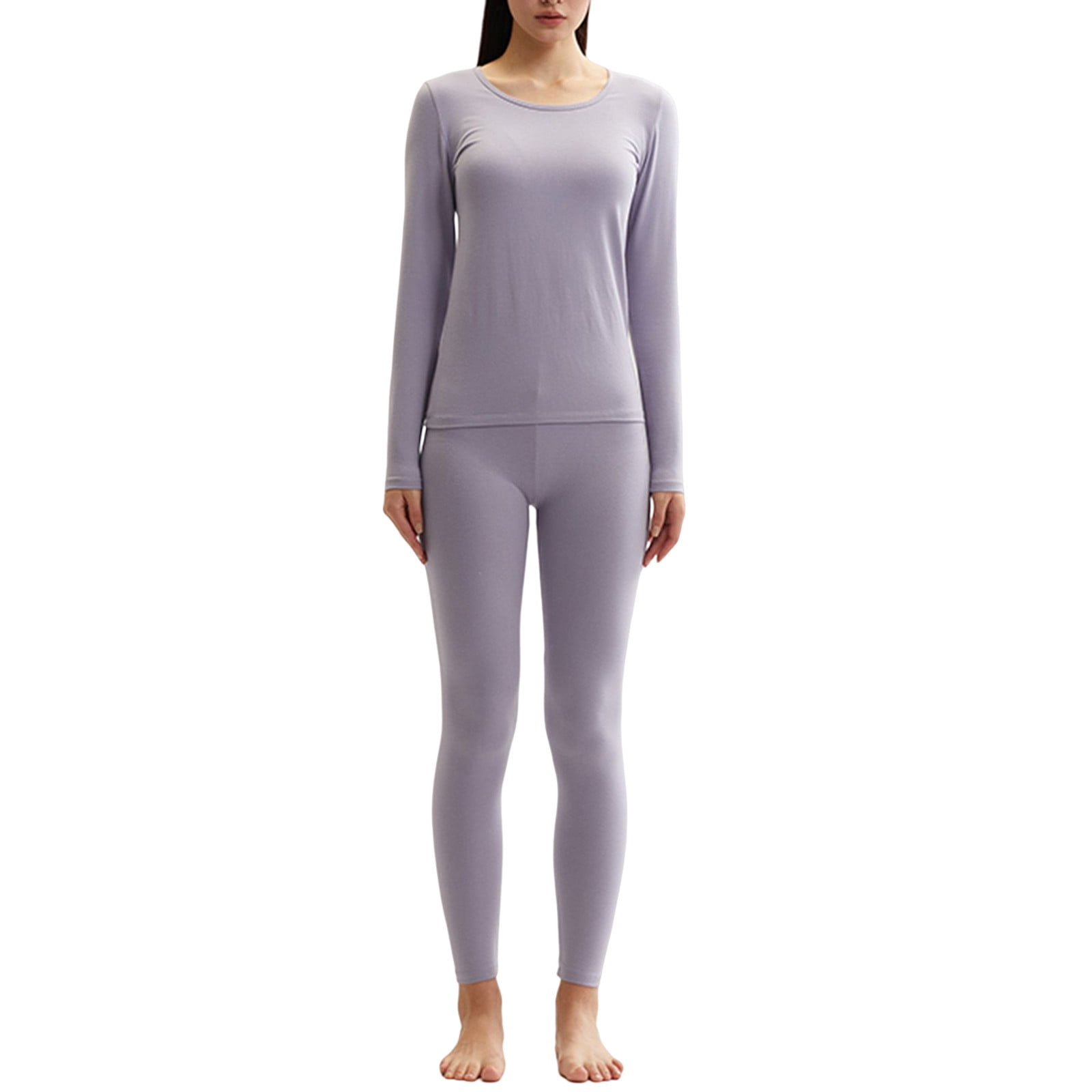 Limei 2Pcs Women's Thermal Underwear Set, Cotton Long Johns Lightweight Top  & Bottom