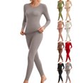 thumbnail image 1 of Thermal Underwear Set for Women,Soft Stretch Lightweight Loungewear Sleepwear,2 Piece Crew Neck Top and Long Pant,Basic Warm Winter Pajamas, 1 of 6