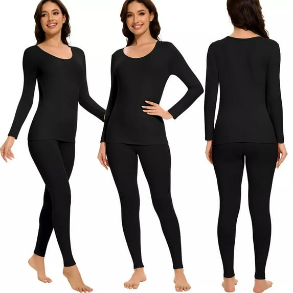 Thermal Underwear Set for Women Ultra Thin Long Johns Base Layer Top & Leggings