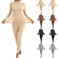 thumbnail image 1 of Thermal Underwear Set for Women Ultra Thin Long Johns Scoop Neck Base Layer Top & Bottom Set, 1 of 9