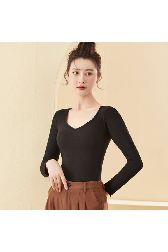 Thermal Underwear Top Built In Bra Seamless Soft Warm Lined Base Layer Comfortable Fit