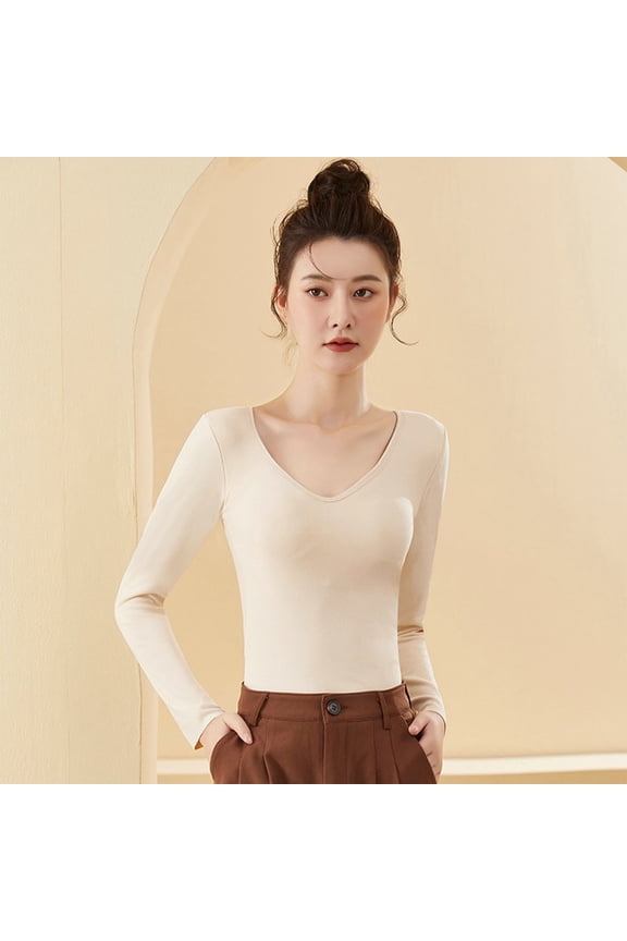 Thermal Underwear Top Built In Bra Seamless Soft Warm Lined Base Layer Comfortable Fit