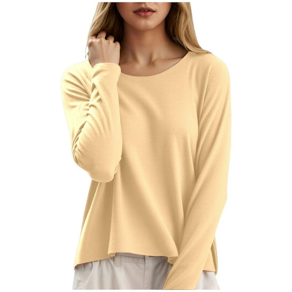 Thermal Underwear Top Thermal Underwear Top Long Sleeve Seamless Round Neck Base Layer for Warmth and Comfort Beige L