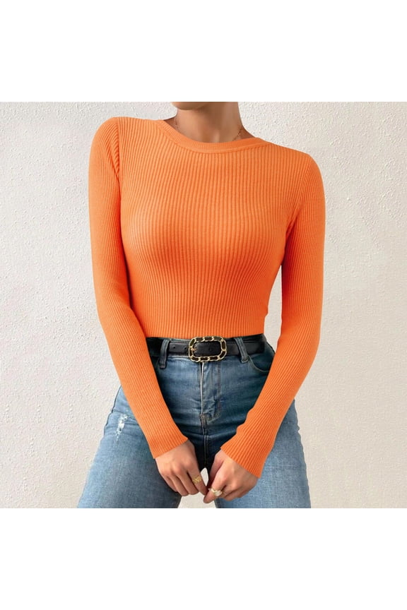Thermal Underwear Top | Women Casual Multicolor Basic Round Neck Solid Color Knit Long Sleeve Bodysuit Top