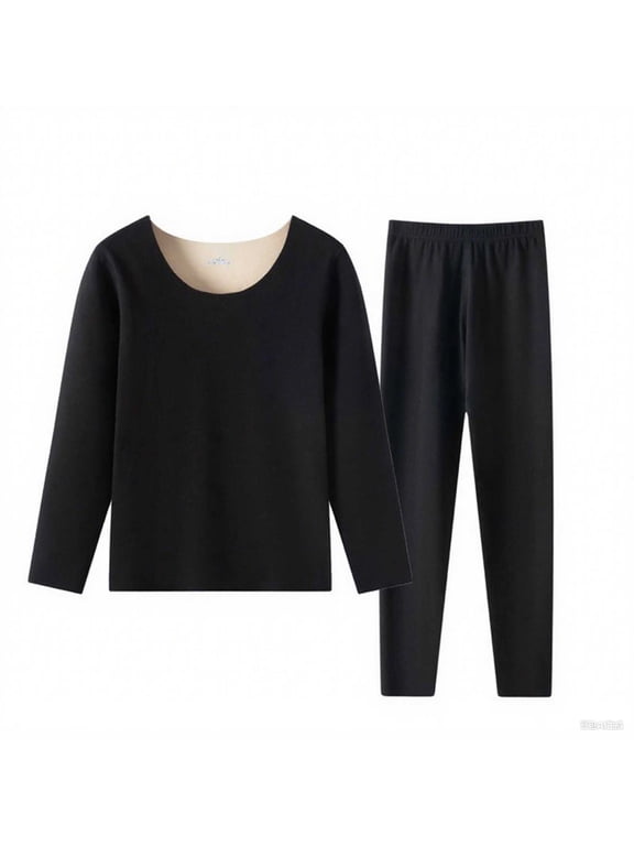 Thermal Underwear Women Long Johns Womens Thermal Underwear Sets Solid Ultra Soft Base Layer Gifts Black XXL