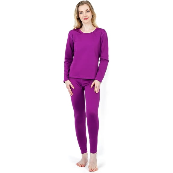 Thermal Underwear Women Ultra-Soft Set Base Layer Top & Bottom Long Johns with Fleece Lined Winter Warm