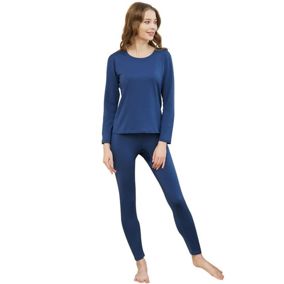Thermal Underwear Women's Super Soft Long John Set Bottom Ski Winter Warm Top and Bottom Black S-2XL