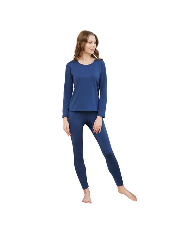 Thermal Underwear Women's Super Soft Long John Set Bottom Ski Winter Warm Top and Bottom Black S-2XL
