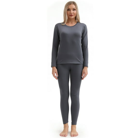 Thermal Underwear Women's Super Soft Long John Set Bottom Ski Winter Warm Top and Bottom Black S-2XL