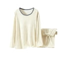 thumbnail image 1 of Thermal Underwear Womens Set Thermal Tops Winter Leggings Base Layer Ribbed Fleece Womens Pyjamas Thermal Clothing Beige L, 1 of 3