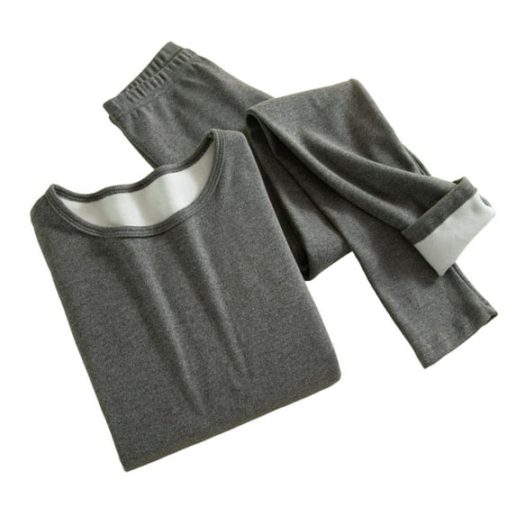Thermal Underwear Womens Set Thermal Tops and Winter Leggings Base Layer Ribbed Fleece Womens Pyjamas Thermal Clothing Dark Gray XXL