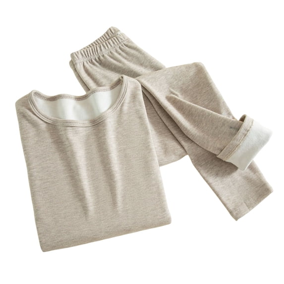 Thermal Underwear Womens Set Thermal Tops and Winter Leggings Base Layer Ribbed Fleece Womens Pyjamas Thermal Clothing Khaki XXL