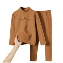 Thermal Underwear for Kids Long Johns, Girls Boys Thermal Underwear Set for Skiing, Base Layer Long Underwear Boy Winter Coffee 9-10 Years