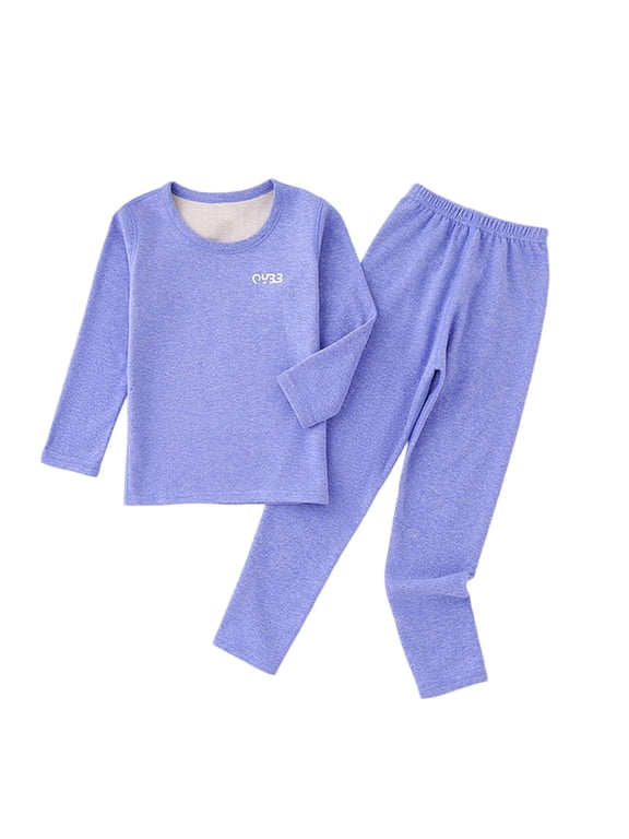 Thermal Underwear for Kids Thermal Set Fleece Lined Base Layer Boys Long Johns Winter Clothes for Girls Blue 5-6 Years