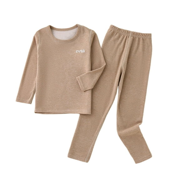 Thermal Underwear for Kids Thermal Set Fleece Lined Base Layer Boys Long Johns Winter Clothes for Girls Coffee 3-4 Years
