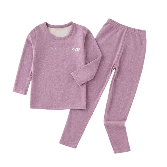 Thermal Underwear for Kids Thermal Set Fleece Lined Base Layer Boys Long Johns Winter Clothes for Girls Purple 3-4 Years