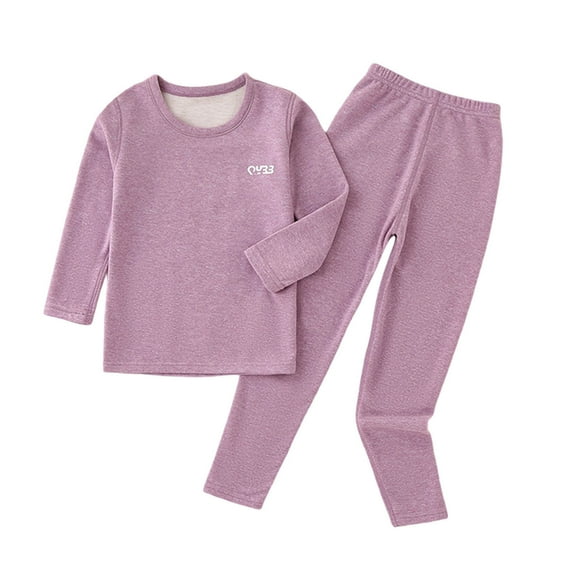 Thermal Underwear for Kids Thermal Set Fleece Lined Base Layer Boys Long Johns Winter Clothes for Girls Purple 5-6 Years
