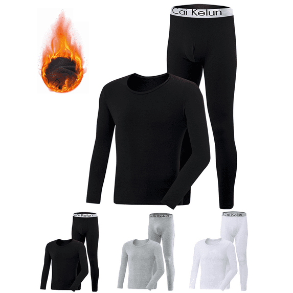 Thermal Underwear for Men Casual Solid Base Layer Top and Bottom Set Heat Retention Long Johns for Cold Weather Multipacks