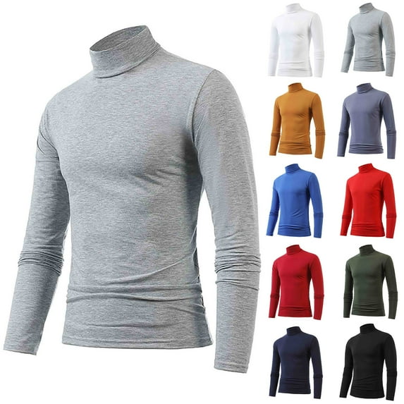 Thermal Underwear for Men Fleece Lined Long Sleeve Pullover Shirt Cold Weather Base Layer Crew Neck Tops