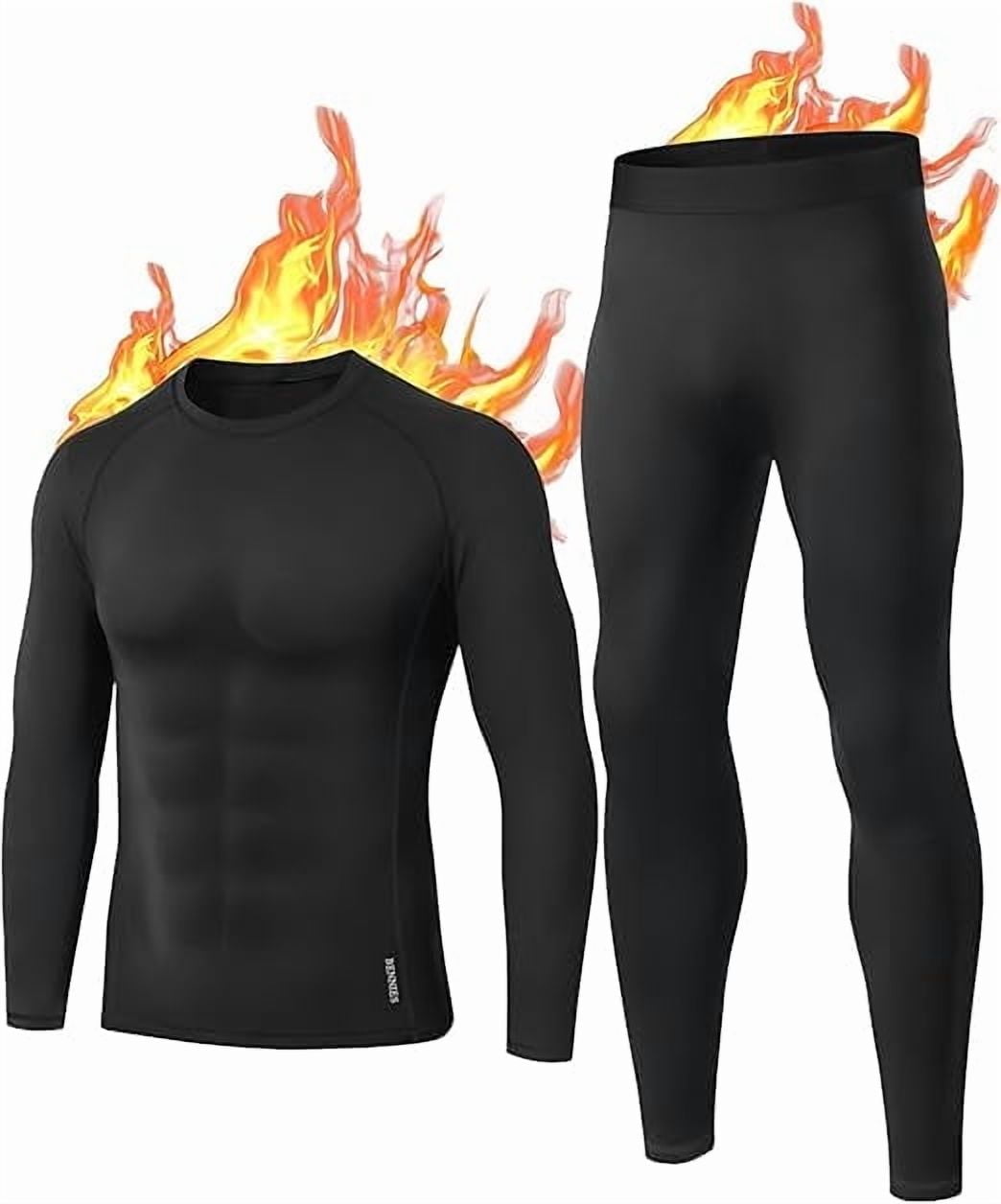 Thermal Underwear for Men Long Johns Underwear Fleece Lined Thermals ...