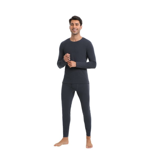 Thermal Underwear for Men Long Johns with Fleece Lined Base Layer Men Cold Weather Top Bottom Blue (S - 3XL)