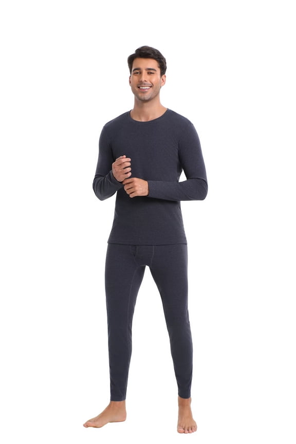 Thermal Underwear for Men Long Johns with Fleece Lined Base Layer Men Cold Weather Top Bottom Blue (S - 3XL)