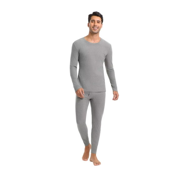 Thermal Underwear for Men Long Johns with Fleece Lined Base Layer Men Cold Weather Top Bottom Gray (S - 3XL)