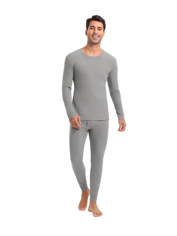 Thermal Underwear for Men Long Johns with Fleece Lined Base Layer Men Cold Weather Top Bottom Black (S - 3XL)