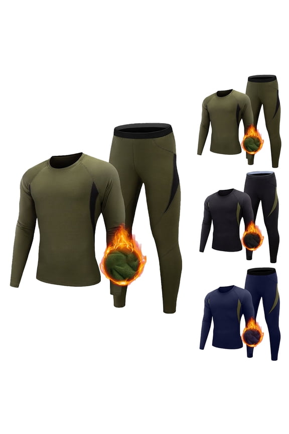 Thermal Underwear for Men Long Johns with Lined Base Layer Set for Cold Weather Top Bottom