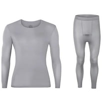 Thermal Underwear for Men Set, Soft Quick Dry Spandex Long Sleeve Top and Pant Fall Athletic Base Layer Outfits (XL, Gray)