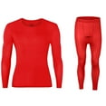 thumbnail image 1 of Thermal Underwear for Men Set, Soft Quick Dry Spandex Long Sleeve Top and Pant Fall Athletic Base Layer Outfits (XL, Red), 1 of 6