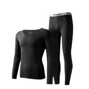 Thermal Underwear for Men Soft Fleece Lined Base Layer Cold Weather Bottom Top Set, Black, M