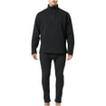 thumbnail image 1 of Thermal Underwear for Men Soft Fleece Plaid Stand Collar Quarter Zip Long Sleep Tops and Bottom Pants Layer 2 Piece Tracksuits Black,3XL, 1 of 6