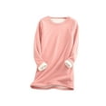 thumbnail image 1 of Thermal Underwear for Women Plus Size Fleece Lined Warm Top Long Sleeve Round Neck Winter Pullover Top, 1 of 5