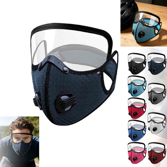 Thermal Winter Cycling and Running Face Mask with Removable Lens, Polyester Breathable Dust-proof Riding Face Cover for Outdoor Sports and Motorcycle Biking, 13.77" x 6.29" (Navy)