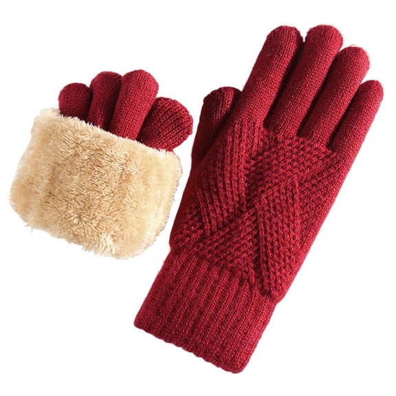 Thermal Winter Gloves-Fleece Lining Touch Screen Knit Stretchy Warm Gloves for Running Cycling Riding- Men Women